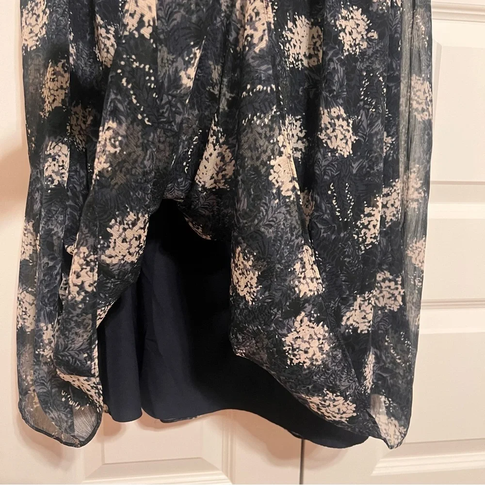 Joie Black and Cream Floral Midi Shift Dress